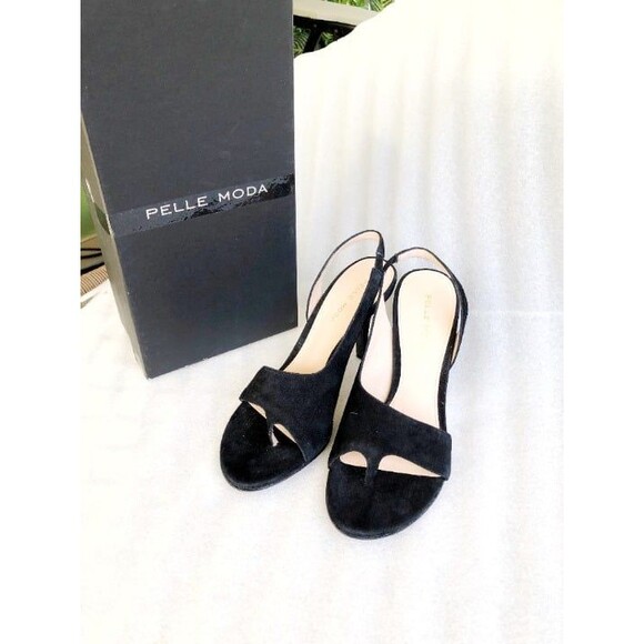 Pelle Moda Black Suede Strap Sandals Size 7 - Picture 3 of 9